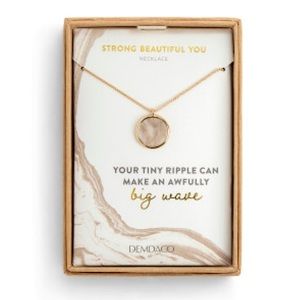 ✅- Demdaco Necklace - Taupe Marble Strong Beautiful You Fashion